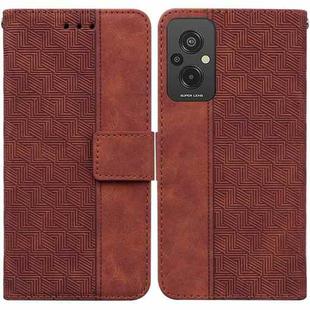 For Xiaomi Redmi 11 Prime 4G Geometric Embossed Leather Phone Case(Brown)