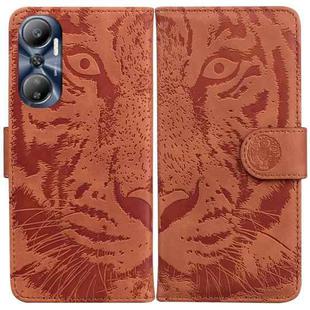 For Infinix Hot 20 Tiger Embossing Pattern Leather Phone Case(Brown)