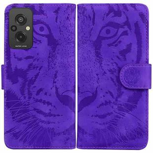 For Xiaomi Redmi 11 Prime 4G Tiger Embossing Pattern Leather Phone Case(Purple)