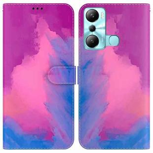 For Infinix Hot 20i Watercolor Pattern Leather Phone Case(Purple Red)