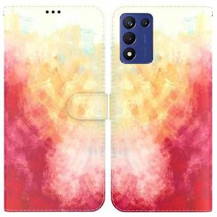 For Realme Q3S / Q3T / 9 SE / 9 5G Speed Watercolor Pattern Leather Phone Case(Spring Cherry)