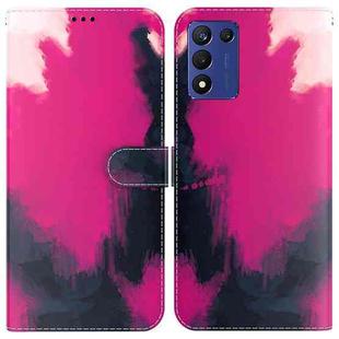For Realme Q3S / Q3T / 9 SE / 9 5G Speed Watercolor Pattern Leather Phone Case(Berry)