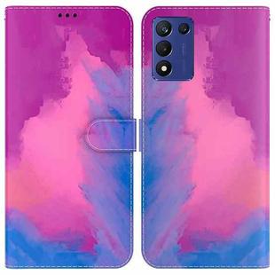 For Realme Q3S / Q3T / 9 SE / 9 5G Speed Watercolor Pattern Leather Phone Case(Purple Red)