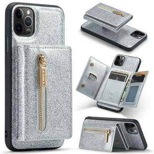 For iPhone 11 Pro Max DG.MING M3 Series Glitter Powder Card Bag Leather Case(Silver)