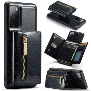For Samsung Galaxy S20 FE DG.MING M3 Series Glitter Powder Card Bag Leather Case(Black)