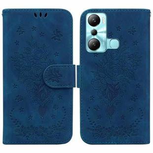 For Infinix Hot 20i Butterfly Rose Embossed Leather Phone Case(Blue)