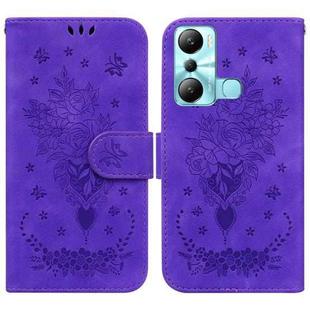 For Infinix Hot 20i Butterfly Rose Embossed Leather Phone Case(Purple)