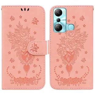 For Infinix Hot 20i Butterfly Rose Embossed Leather Phone Case(Pink)