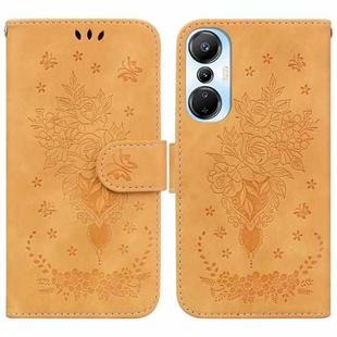 For Infinix Hot 20s Butterfly Rose Embossed Leather Phone Case(Yellow)