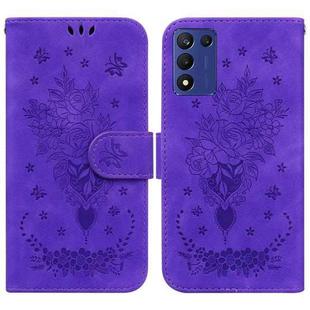 For Realme Q3S / Q3T / 9 SE / 9 5G Speed Butterfly Rose Embossed Leather Phone Case(Purple)