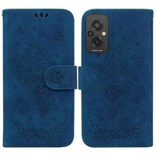 For Xiaomi Redmi 11 Prime 4G Butterfly Rose Embossed Leather Phone Case(Blue)