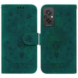 For Xiaomi Redmi 11 Prime 4G Butterfly Rose Embossed Leather Phone Case(Green)