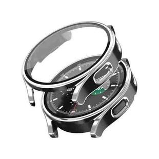 For Samsung Galaxy Watch 4 40 / 44mm Electroplating Two-color PC+Tempered Film Watch Protective Case(Black+Silver)