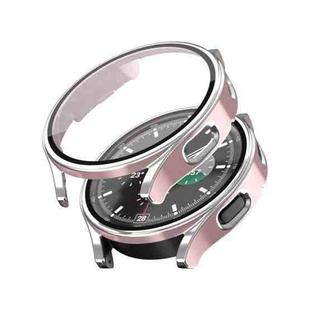 For Samsung Galaxy Watch 4 40 / 44mm Electroplating Two-color PC+Tempered Film Watch Protective Case(Pink+Silver)