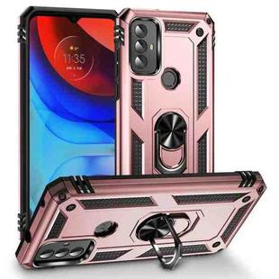 For Motorola Moto G Play 2023 Shockproof TPU + PC Phone Case with Holder(Rose Gold)