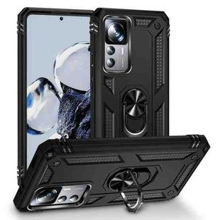 For Xiaomi 12T / 12T Pro Shockproof TPU + PC Phone Case with Holder(Black)