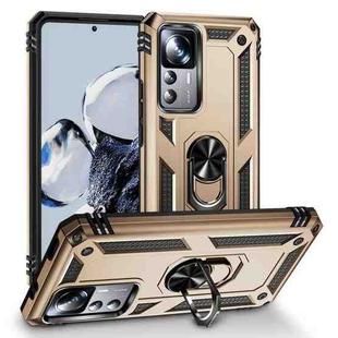 For Xiaomi 12T / 12T Pro Shockproof TPU + PC Phone Case with Holder(Gold)