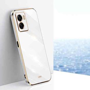 For OPPO A57 XINLI Straight 6D Plating Gold Edge TPU Phone Case(White)