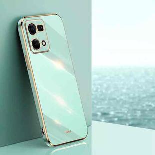 For OPPO Reno7 4G Global XINLI Straight 6D Plating Gold Edge TPU Phone Case(Mint Green)