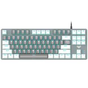 AULA F3287 Wired Color Matching Single Mode 87 Keys Mechanical Keyboard,Green Shaft(Grey)