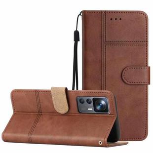 For Xiaomi 12T Business Style Cowhide Texture Leather Phone Case(Coffee)