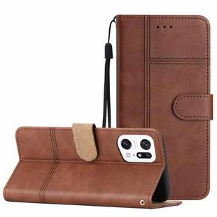 For OPPO Find X5 Pro Business Style Cowhide Texture Leather Phone Case(Coffee)
