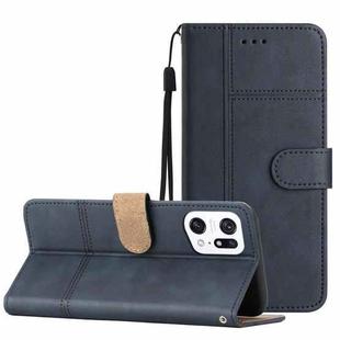 For OPPO Find X5 Pro Business Style Cowhide Texture Leather Phone Case(Blue)