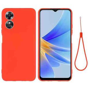 For OPPO A17 / A17K Pure Color Liquid Silicone Shockproof Phone Case(Red)