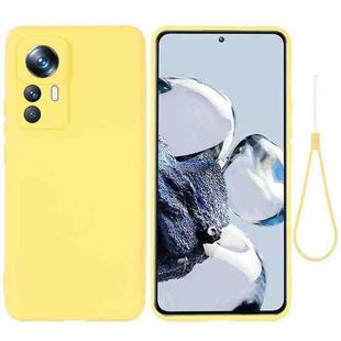For Xiaomi 12T Pro Pure Color Liquid Silicone Shockproof Phone Case(Yellow)