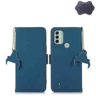 For Nokia C31 Genuine Leather Magnetic RFID Leather Phone Case(Blue)
