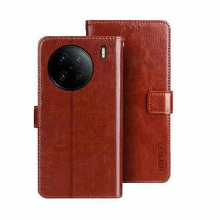 For vivo X90 Pro idewei Crazy Horse Texture Leather Phone Case(Brown)