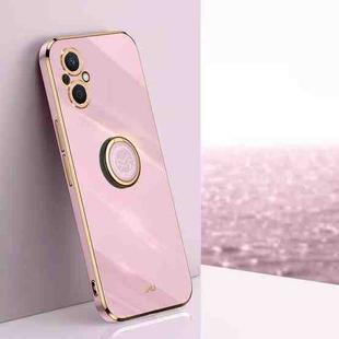 For OPPO A96 XINLI Straight Edge 6D Electroplate TPU Phone Case with Ring Holder(Cherry Purple)