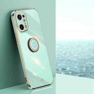 For OPPO Find X5 Pro XINLI Straight Edge 6D Electroplate TPU Phone Case with Ring Holder(Mint Green)