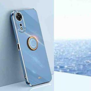 For OPPO A58 5G XINLI Straight Edge 6D Electroplate TPU Phone Case with Ring Holder(Celestial Blue)