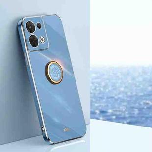 For OPPO Reno8 XINLI Straight Edge 6D Electroplate TPU Phone Case with Ring Holder(Celestial Blue)