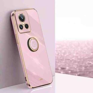 For Realme GT2 Explorer Master 5G XINLI Straight Edge 6D Electroplate TPU Phone Case with Ring Holder(Cherry Purple)
