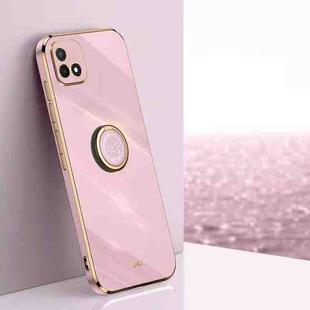 For Realme C20 XINLI Straight Edge 6D Electroplate TPU Phone Case with Ring Holder(Cherry Purple)