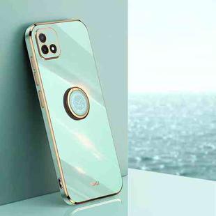 For Realme C20 XINLI Straight Edge 6D Electroplate TPU Phone Case with Ring Holder(Mint Green)