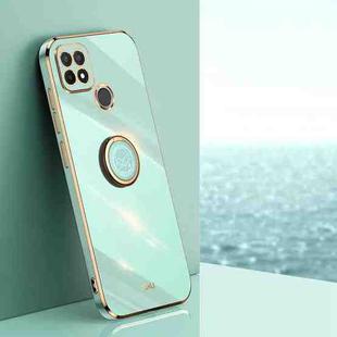 For Realme C21Y XINLI Straight Edge 6D Electroplate TPU Phone Case with Ring Holder(Mint Green)