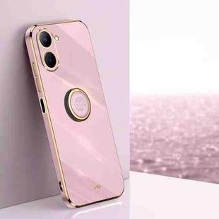 For Realme C33 4G XINLI Straight Edge 6D Electroplate TPU Phone Case with Ring Holder(Cherry Purple)