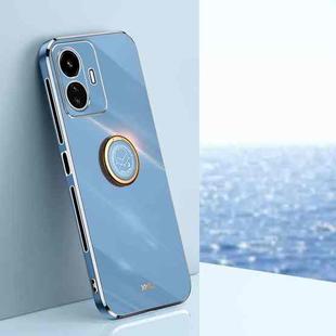 For vivo Y77 5G Global XINLI Straight Edge 6D Electroplate TPU Phone Case with Ring Holder(Celestial Blue)