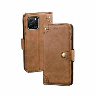 For Huawei nova Y61 4G idewei Retro Texture Leather Phone Case(Khaki)