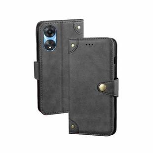 For OPPO A58 5G idewei Retro Texture Leather Phone Case(Black)