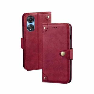 For OPPO A58 5G idewei Retro Texture Leather Phone Case(Red)