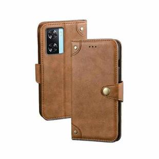 For OPPO A77s idewei Retro Texture Leather Phone Case(Khaki)