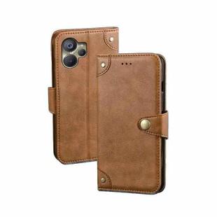 For Realme 10 5G idewei Retro Texture Leather Phone Case(Khaki)