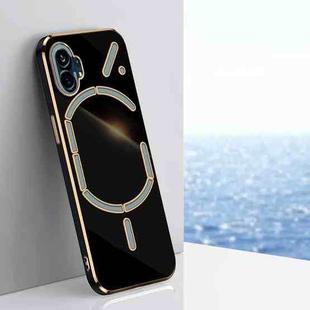 For Nothing Phone 1 XINLI Straight 6D Plating Gold Edge TPU Phone Case(Black)
