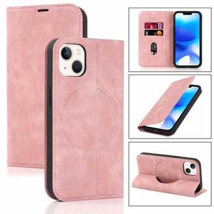 For iPhone 14 Wireless Charging Magsafe Leather Phone Case(Pink)