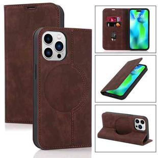 For iPhone 14 Pro Wireless Charging Magsafe Leather Phone Case(Dark Brown)