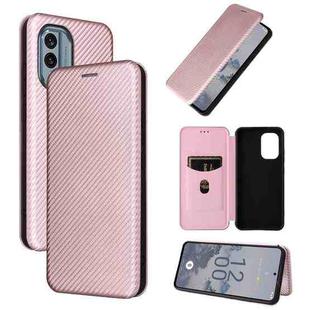 For Nokia X30 5G Carbon Fiber Texture Flip Leather Phone Case(Pink)